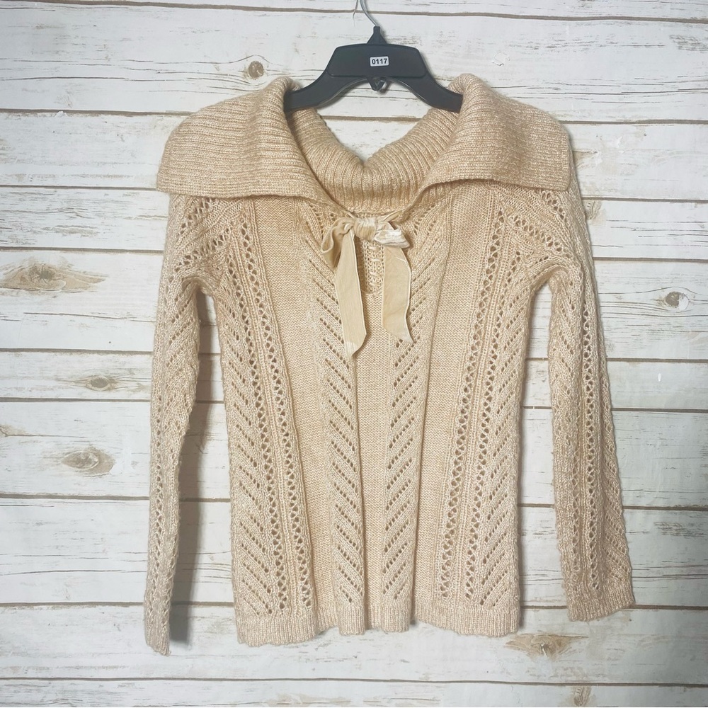 White House Black Market Cream Cowl Neck Sweater